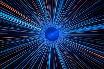 Warp speed concentrated line background with blue and orange light spreading