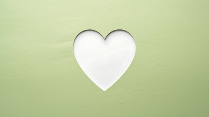 Green paper heart on white background