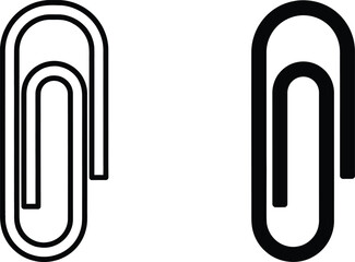 Two Paperclip Icon Designs Outline and Solid Style, Isolated, Editable Stroke, Scalable Vector