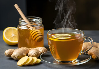 Warm Ginger Tea with Lemon and Honey Still Life Photography