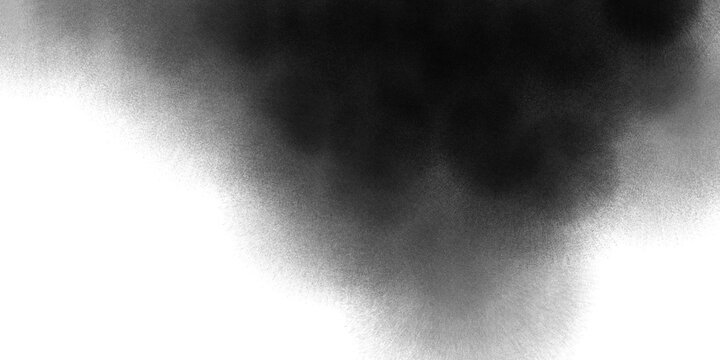Abstract Black Watercolor Smoke Texture with Dark Ink Mist Clouds on Transparent Background