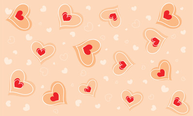 Seamless peach background with heart pattern, Valentine's day background, romantic, wedding, holidays background
