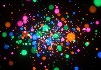 Obraz premium Multicolored glowing dots on black background