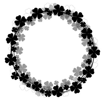 Black Clover Leaves Round Border Circular Shamrock Frame