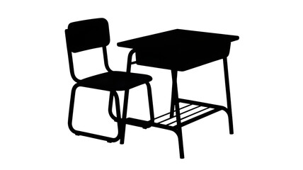 Fototapeta premium Silhouette of a french bulldog sitting attentively on a dark black background