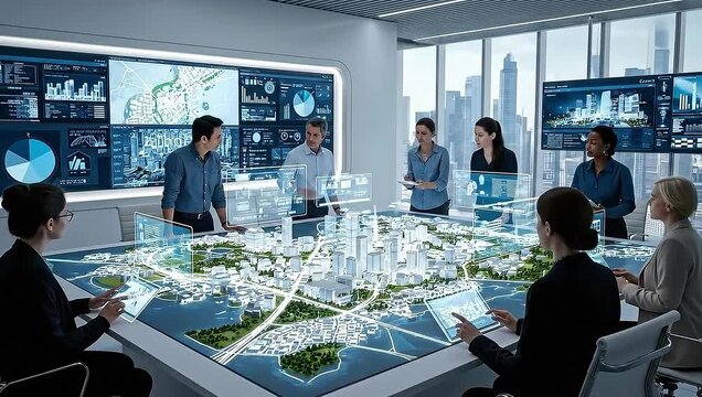 Team of Professionals Collaborating on Urban Planning and Development.