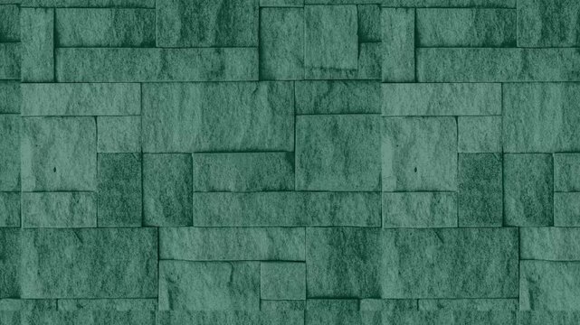 Green Natural Stone Block Wall Texture Background with Rough Surface for Architectural and Environmental Design
