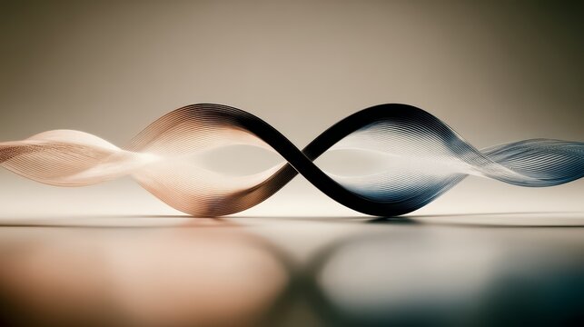 The image is a representation of two waves, one of which is blue and the other is pink. The waves are intertwined