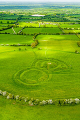 Fototapeta premium Aerial view of the Hill of Tara, an archaeological complex, containing a number of ancient monuments, County Meath, Ireland