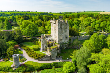 Naklejka premium Blarney Castle, medieval stronghold in Blarney, near Cork, known for its legendary world-famous magical Blarney Stone aka Stone of Eloquence. County Cork, Ireland.