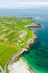 Aerial view of Inishmore or Inis Mor, the largest of the Aran Is © MNStudio