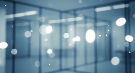 Blurred Modern Corporate Office Background with Blue Bokeh