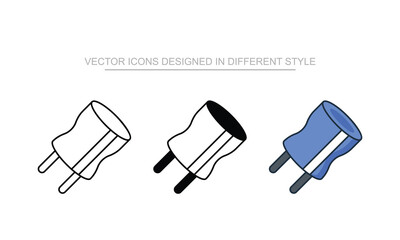 Capacitor icons set in different style with white background
