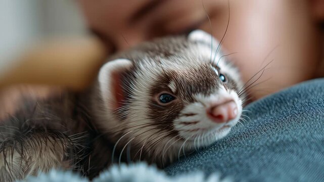 Ferret in a girl's arms