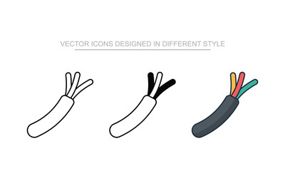 Wiring icons set in different style with white background