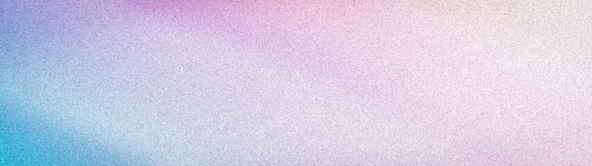 Abstract wide grainy background with a soft pastel gradient of light blue, pink, and white. Delicate noise texture ideal for airy web banners and wallpapers