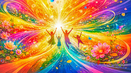 Multicolored abstract background with energy, movement, and light