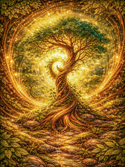 Mystic tree radiating natural energy