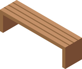 Isometric wooden bench ideal for urban design projects, parks, and recreational areas