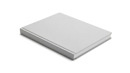 Closed blank white book on plain background