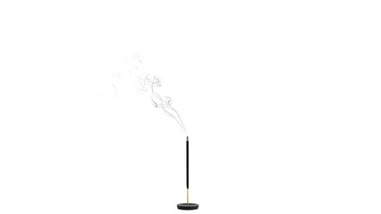 Incense stick burning with smoke on holder