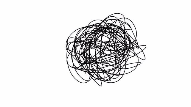 Confusion concept one line drawing animation. Video clip with alpha channel.