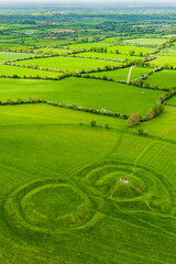 Fototapeta premium Aerial view of the Hill of Tara, an archaeological complex, containing a number of ancient monuments, County Meath, Ireland