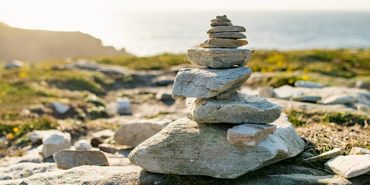 Stones stacks at Malin Head, Ireland's northernmost point, Wild