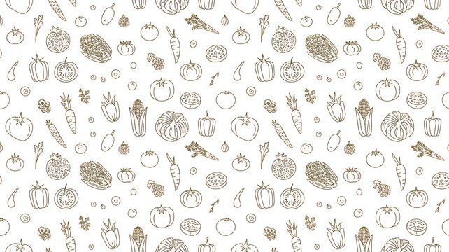 Vibrant vegetable and fruit seamless pattern design