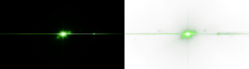 Bright green laser flare on a transparent background captured during a visual effects demonstration at a tech event © tanandaa