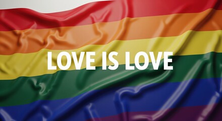 Rainbow Pride Flag Fabric with Message