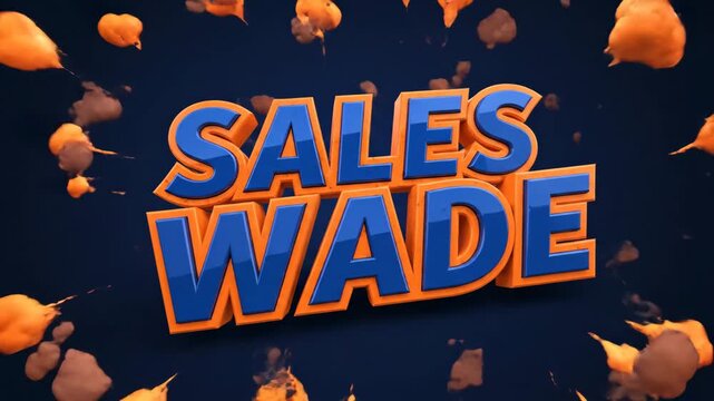3 D sales ware text animation blue orange bold letters commerce business retail marketing concept video