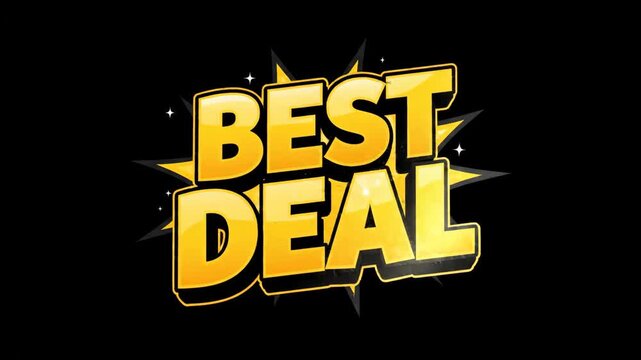 Best Deal Yellow Text Burst Black Background Dynamic Motion Graphic Animation Promotion Sale Discount Offer Advertising Retail Commerce Marketing Business Opportunity Announcement Celebration Event