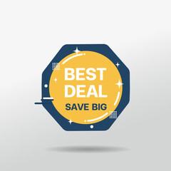 Best Deal Promotional Badge with Save Big Message for Marketing and Retail Sales Vector Illustration
