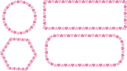 Pink heart borders and frames on white background hearts