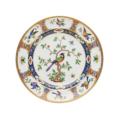 Decorative plate with bird and plant motifs