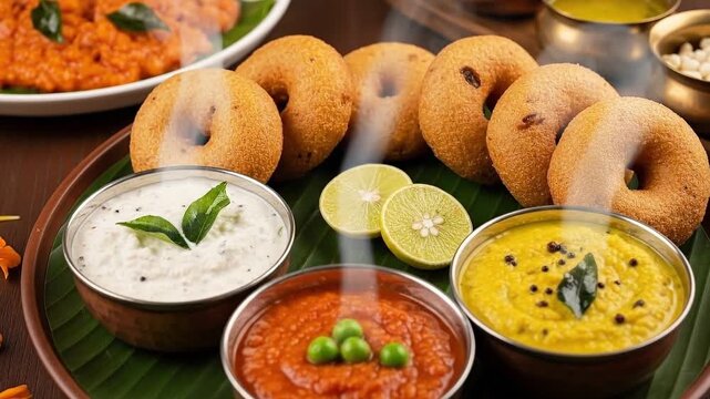 South Indian Breakfast with Dosa and Chutney.