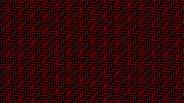 Seamless red herringbone pattern forming a refined geometric texture. Interlocking diagonal blocks create rhythm and visual structure. Modern abstract background on deep black tone.