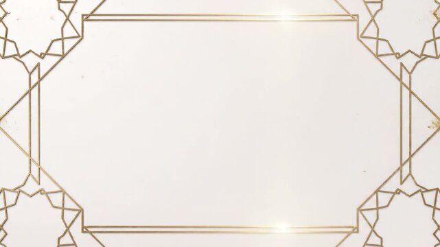 Elegant Minimalist Design: Clean white background framed by subtle golden geometric art deco style lines in the corners, perfect luxury template for titles, presentations, or product promotion.