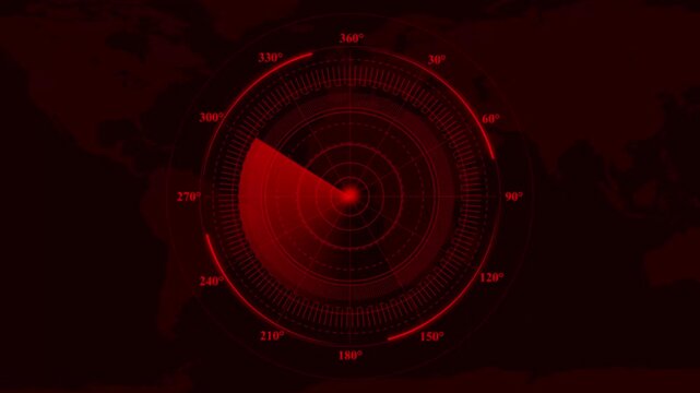 Aerial defense radar hologram with heatmap effects and blinking signal points. Motion graphics of enemy detect radar concept