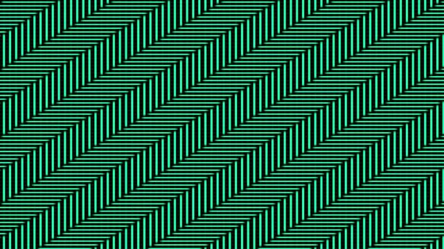 Abstract teal chevron pattern with sharp diagonal geometry. Bold zing zag lines create optical illusion and rhythmic symmetry. Modern graphic background with vibrant contrast on black surface.