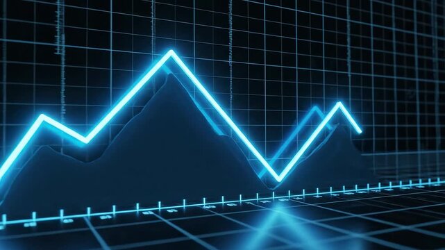Blue glowing graph on grid background