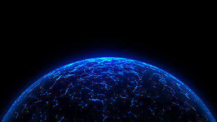 Wife Warless World Network Internet Earth Cyber Security Broadband Space Ai Networking System with Plexus Glow Lines, Wave Connection Particles Dots Digital Network Communication Technology © RIHAN