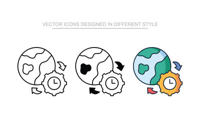 Time Zone Management vector design in modern and trendy style icon