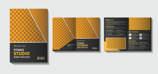 Fitness and Gym Business Brochure Template with Sporty Design