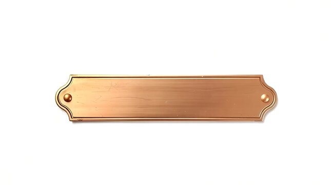 Vintage metal bronze nameplate with rivets isolated on white background