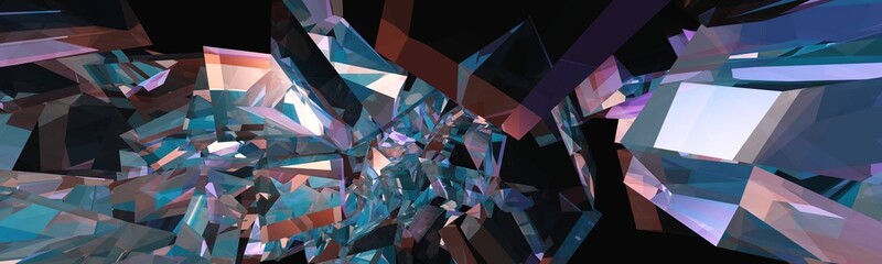 Abstract cubes, cubic design, kaleidoscope, neon squares, 3D rendering