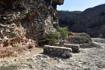 Rock Picnic Table in Rugged and Rural Aruba