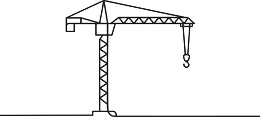 Construction crane in continuous one line drawing.one line vector illustration with out background