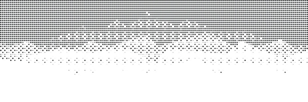 Halftone dot noise pattern with scattered dissolve edge and monochrome texture